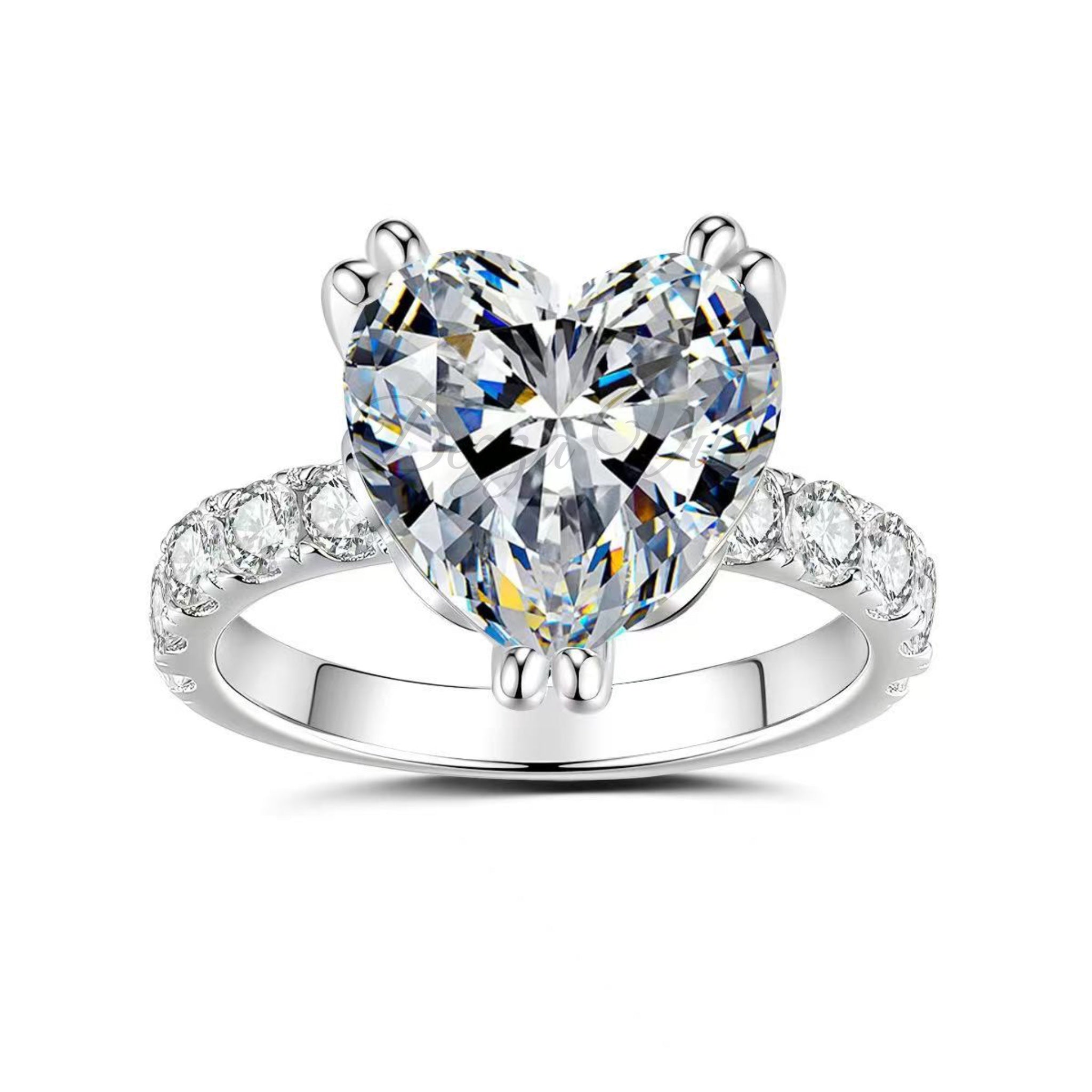 𝐂𝐨𝐫𝐢𝐇𝐞𝐚𝐫𝐭𝐬 | 6ct Heart-Cut Moissanite Pavé Ring | 14k Gold Vermeil