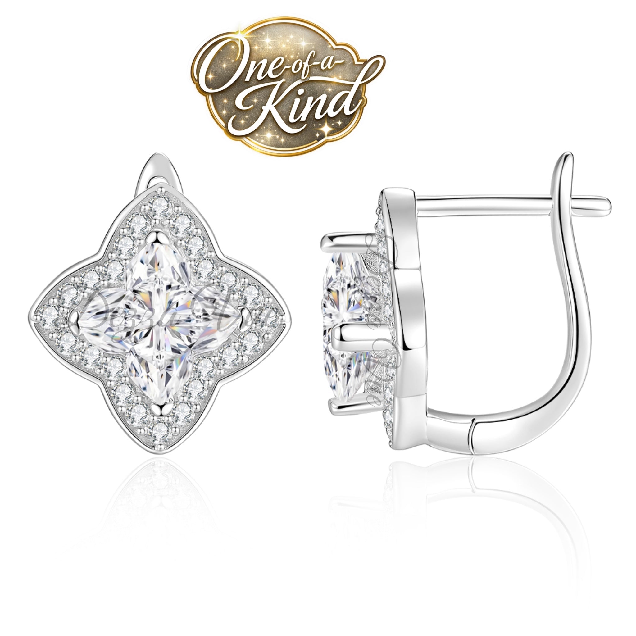 𝐁𝐥𝐨𝐨𝐦é 𝐄𝐚𝐫𝐫𝐢𝐧𝐠𝐬 | 2.4ct Bloom-Cut Moissanite Halo Earrings | 14k Gold Vermeil